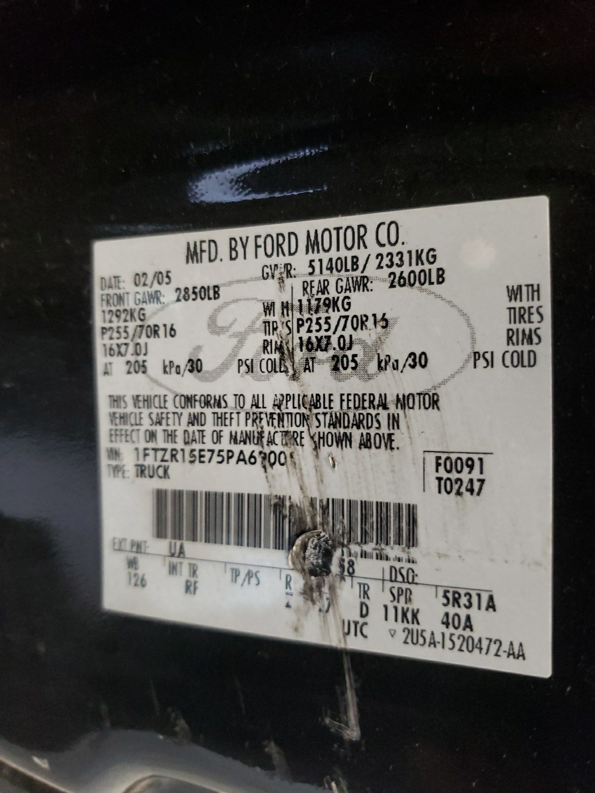 1FTZR15E75PA69001 2005 Ford Ranger Super Cab