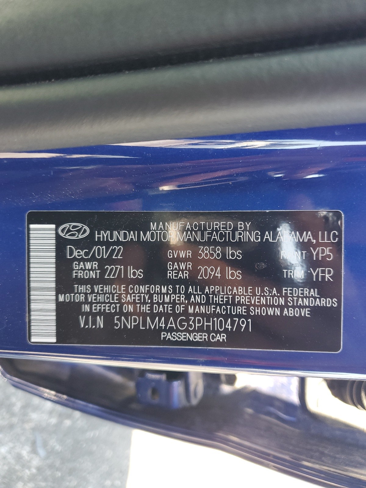 5NPLM4AG3PH104791 2023 Hyundai Elantra Sel