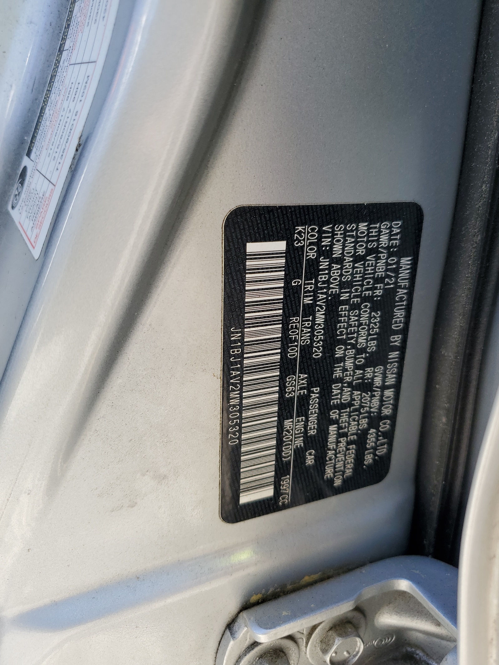 JN1BJ1AV2MW305320 2021 Nissan Rogue Sport S