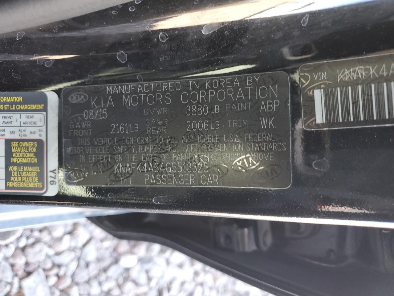 2016 Kia Forte Lx VIN: KNAFK4A64G5513325 Lot: 64001134