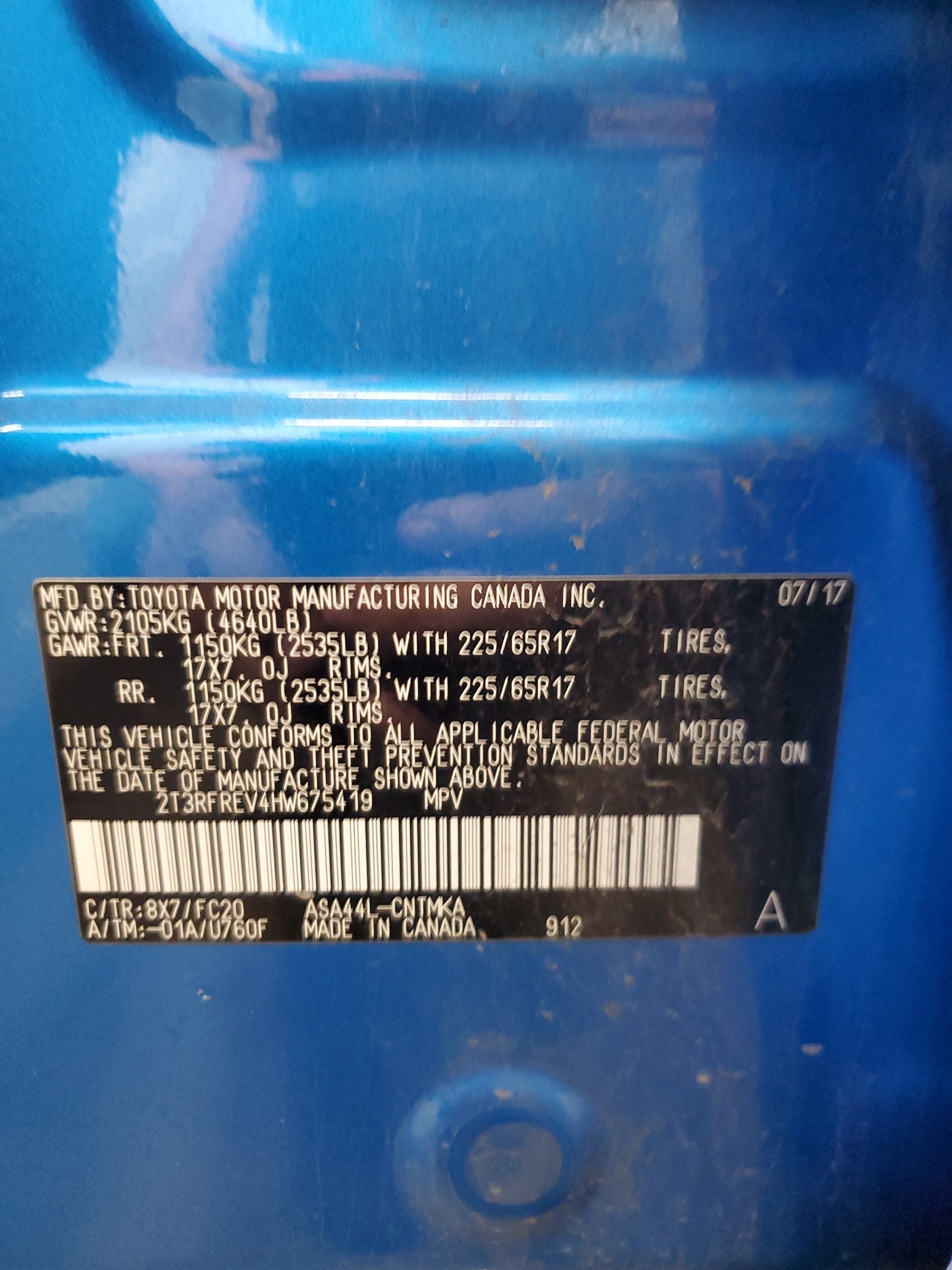 2T3RFREV4HW675419 2017 Toyota Rav4 Xle