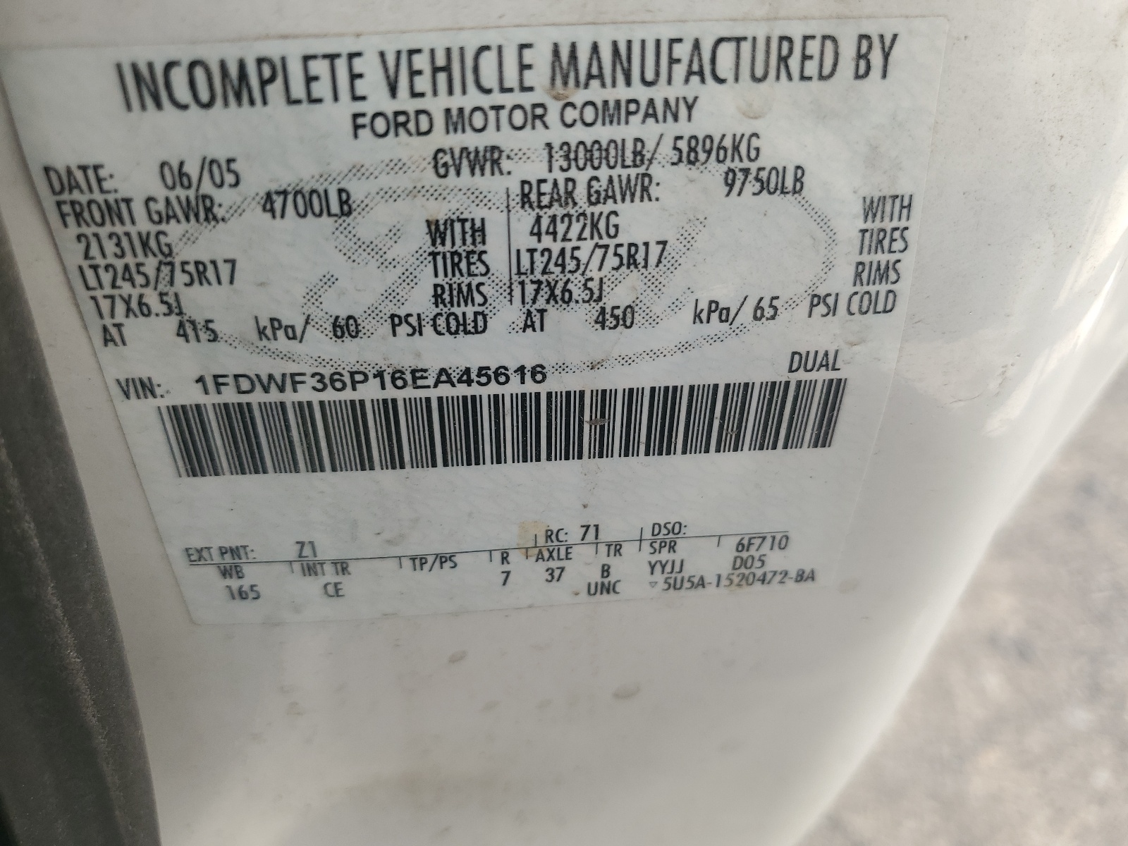 1FDWF36P16EA45616 2006 Ford F350 Super Duty