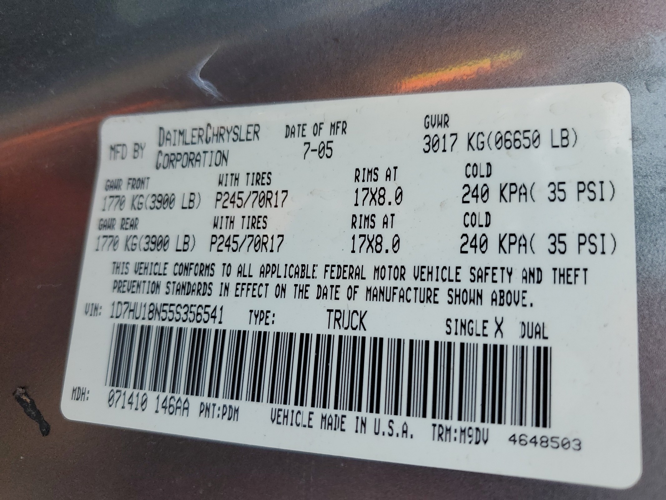 1D7HU18N55S356541 2005 Dodge Ram 1500 St