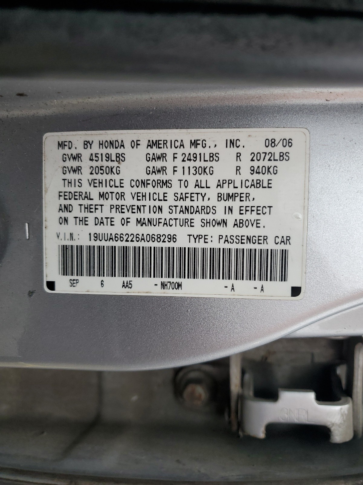 19UUA66226A068296 2006 Acura 3.2Tl