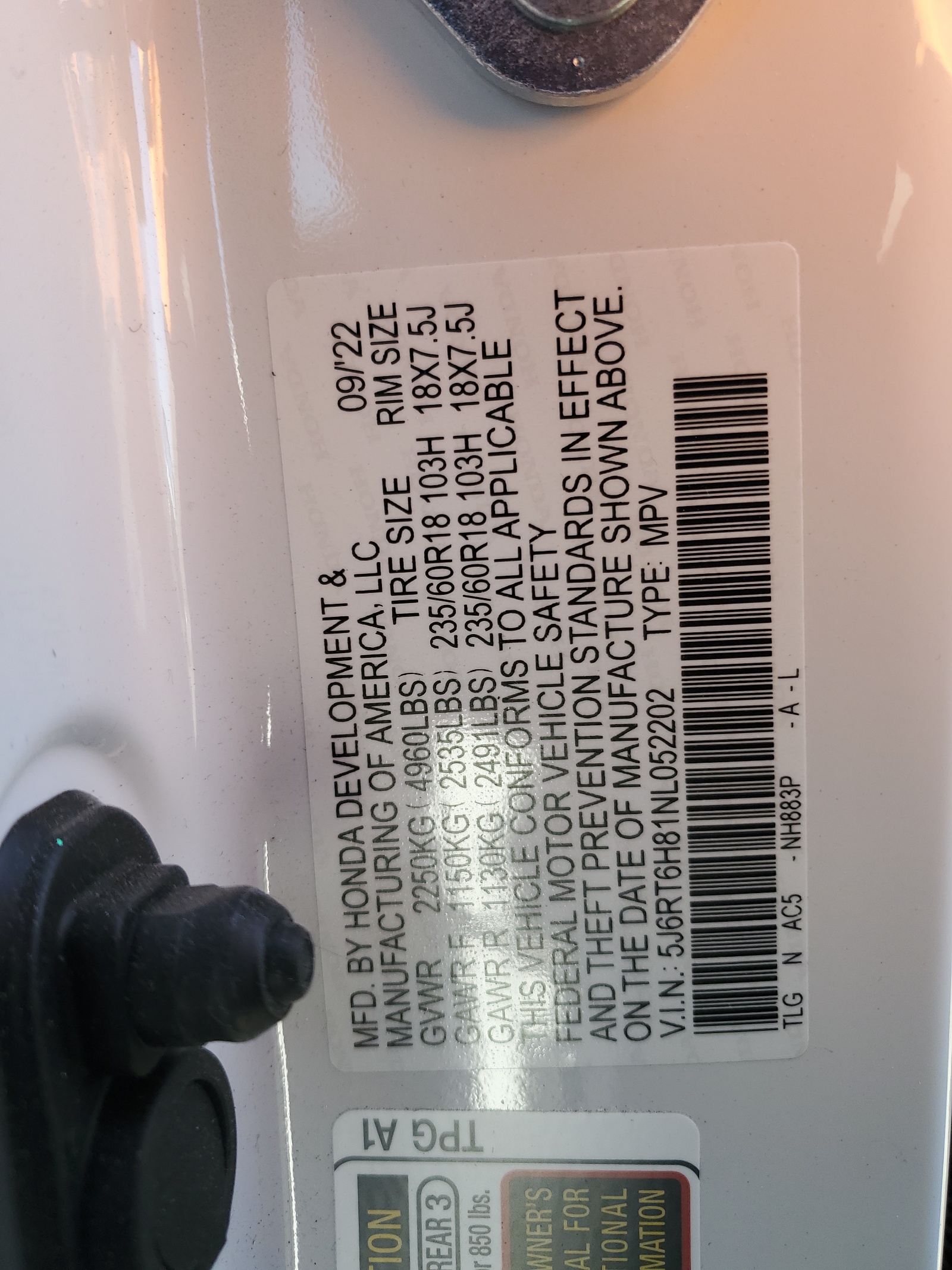 5J6RT6H81NL052202 2022 Honda Cr-V Exl