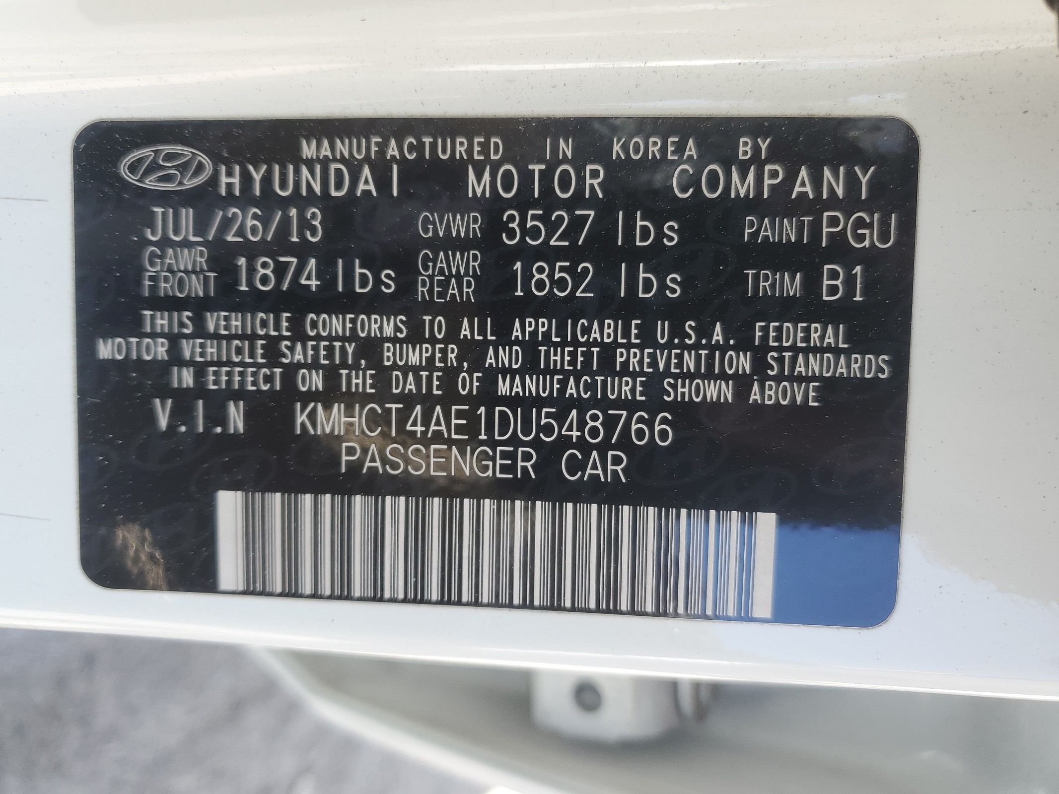 KMHCT4AE1DU548766 2013 Hyundai Accent Gls