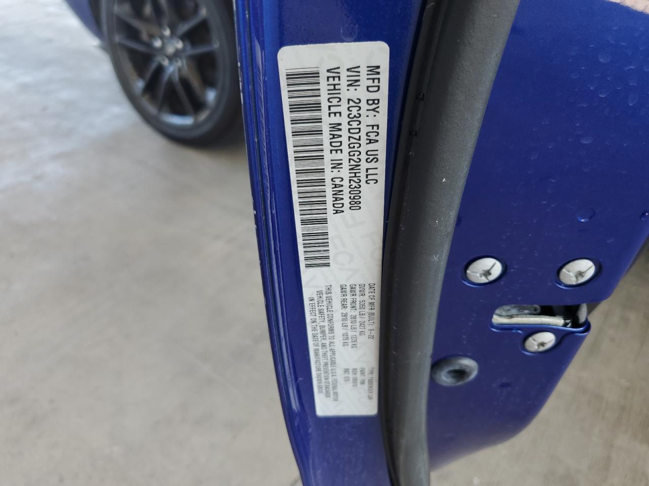 2022 Dodge Challenger Sxt VIN: 2C3CDZGG2NH230980 Lot: 62930794