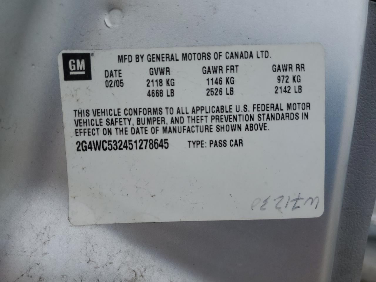 2005 Buick Lacrosse Cx VIN: 2G4WC532451278645 Lot: 64120304