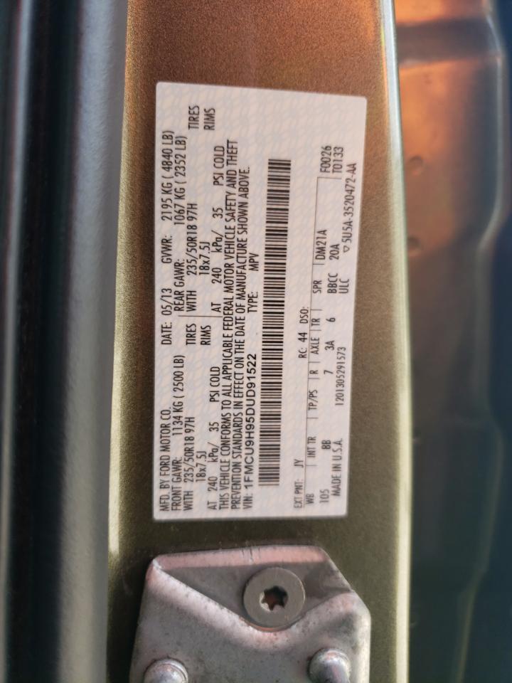 2013 Ford Escape Sel VIN: 1FMCU9H95DUD91522 Lot: 64370874