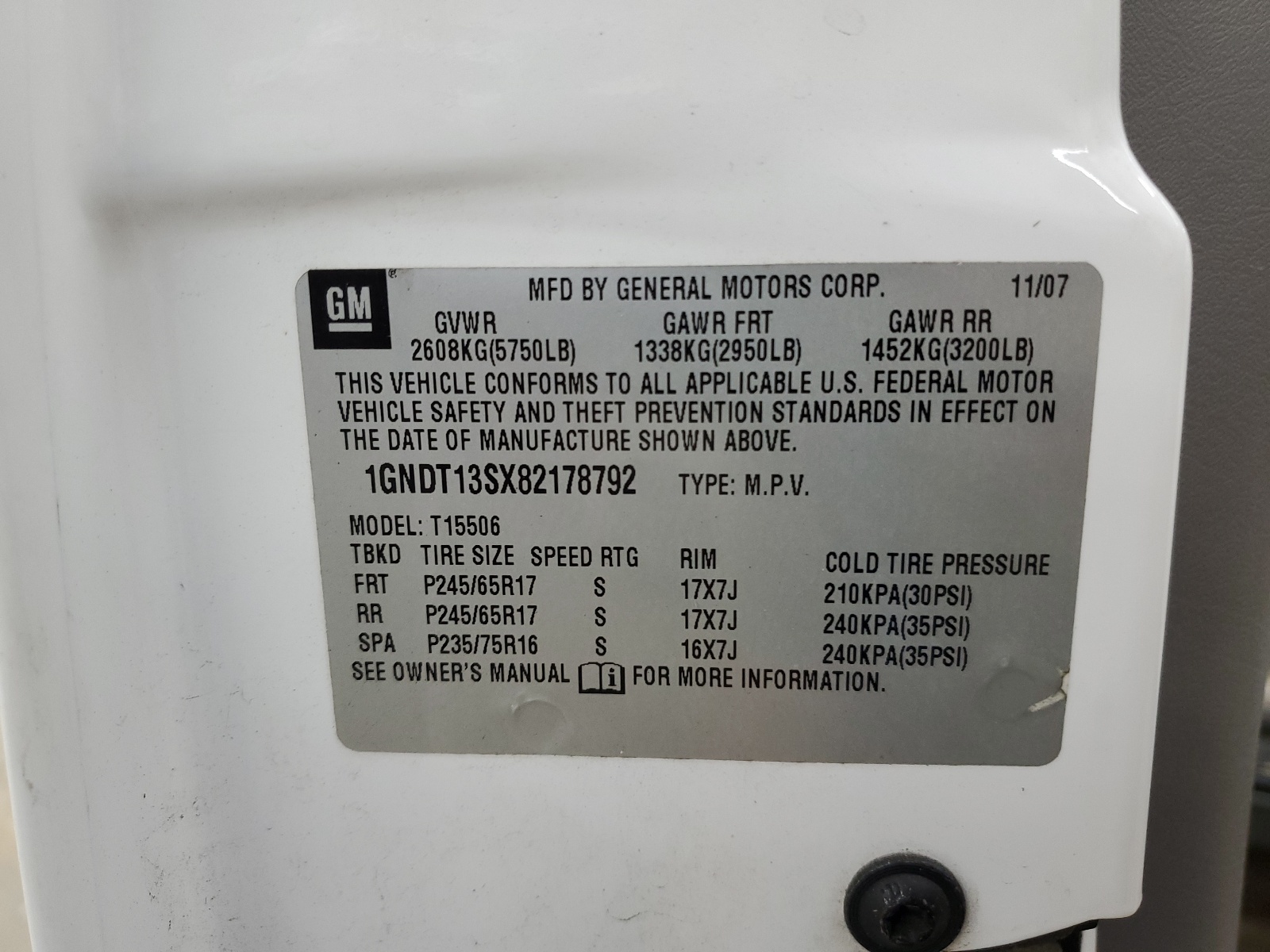 1GNDT13SX82178792 2008 Chevrolet Trailblazer Ls