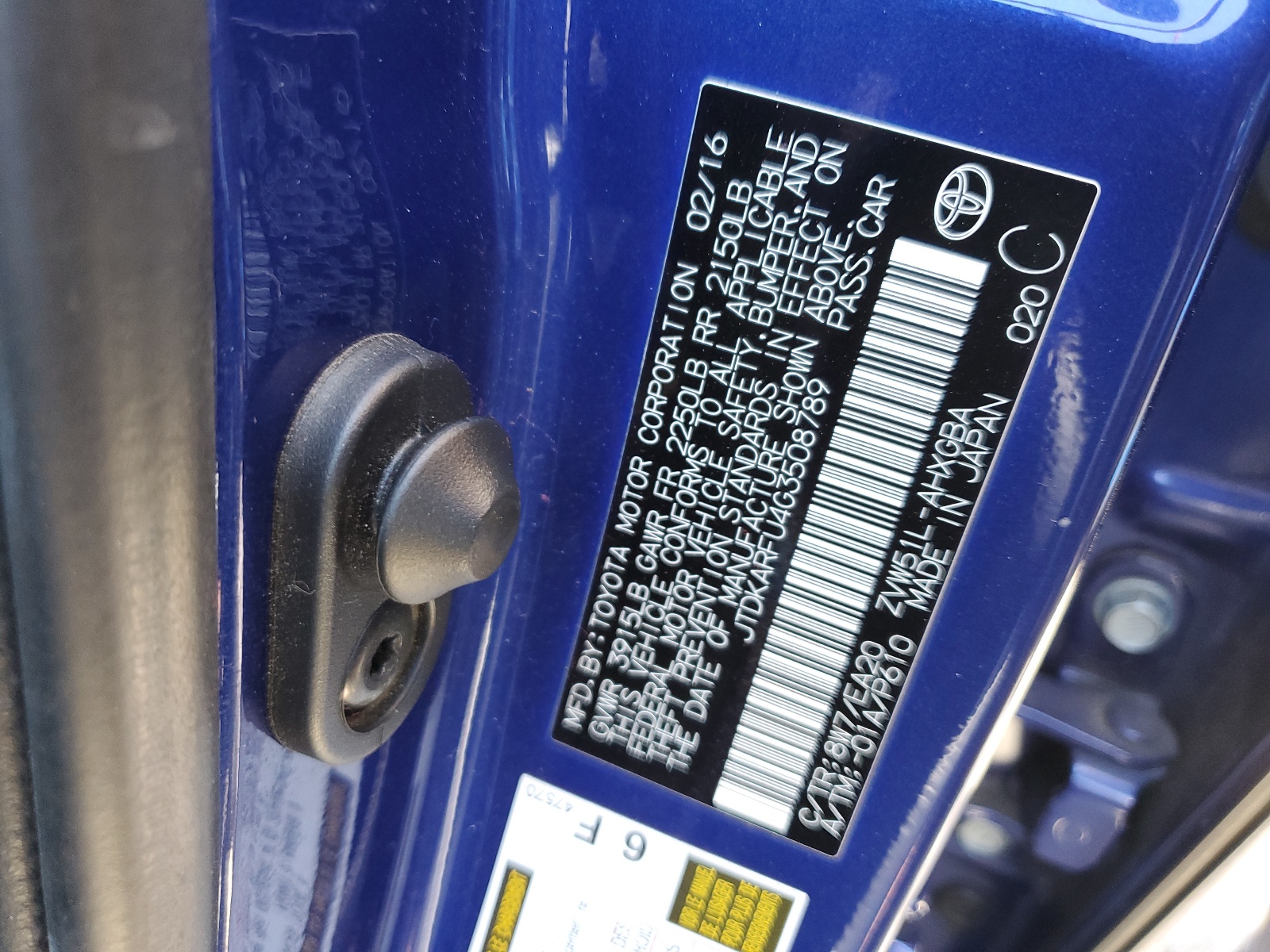 JTDKARFU4G3508789 2016 Toyota Prius