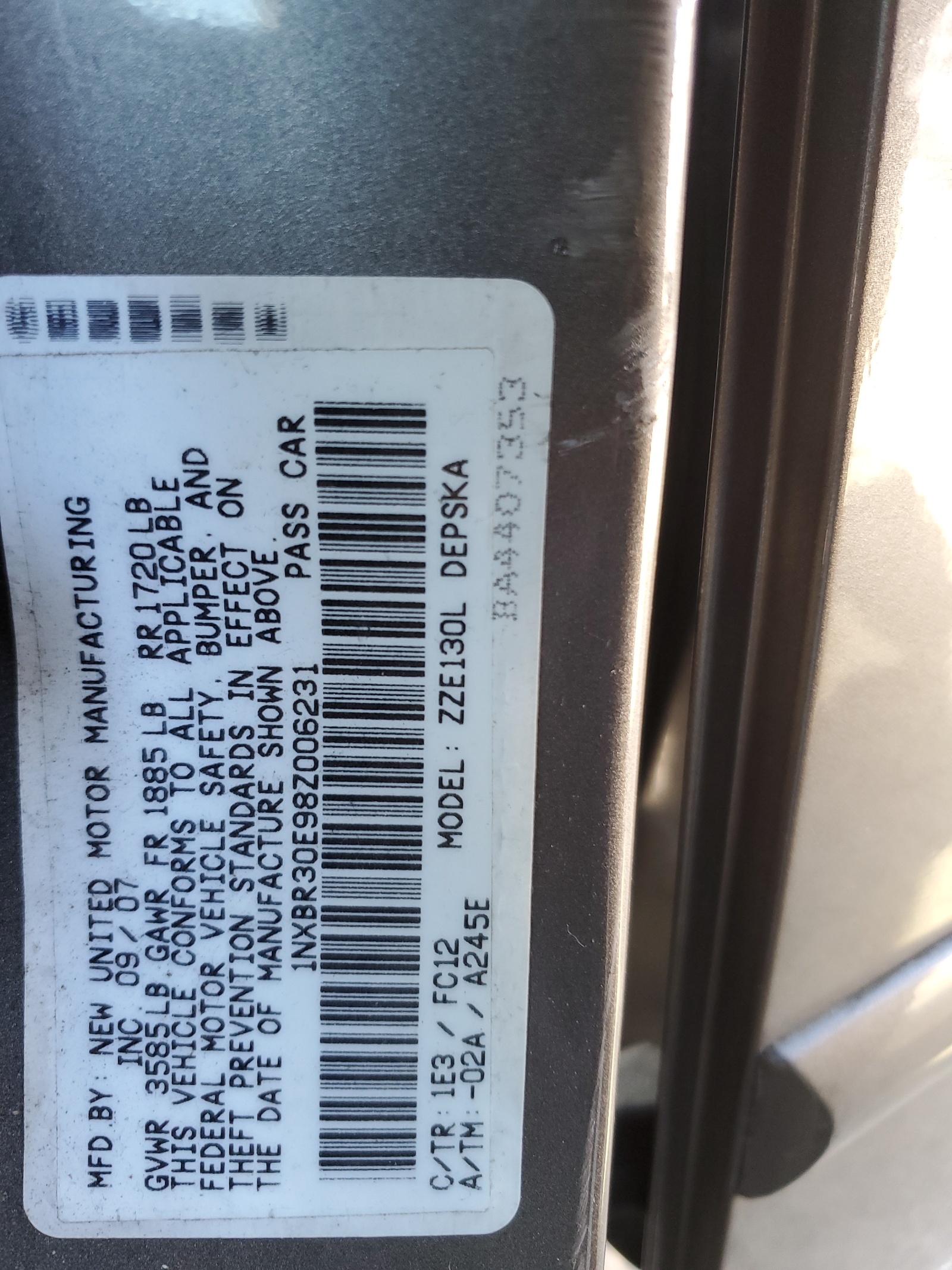 1NXBR30E98Z006231 2008 Toyota Corolla Ce