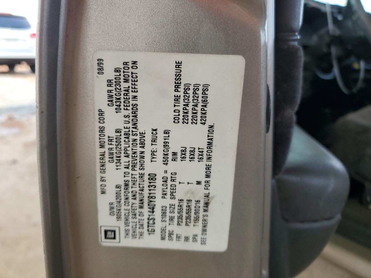 2000 GMC Sonoma VIN: 1GTCS1440Y8113180 Lot: 64221074