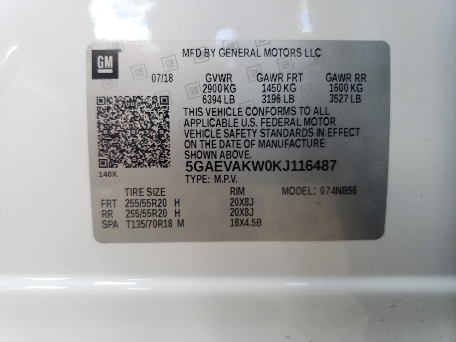 5GAEVAKW0KJ116487 2019 Buick Enclave Essence