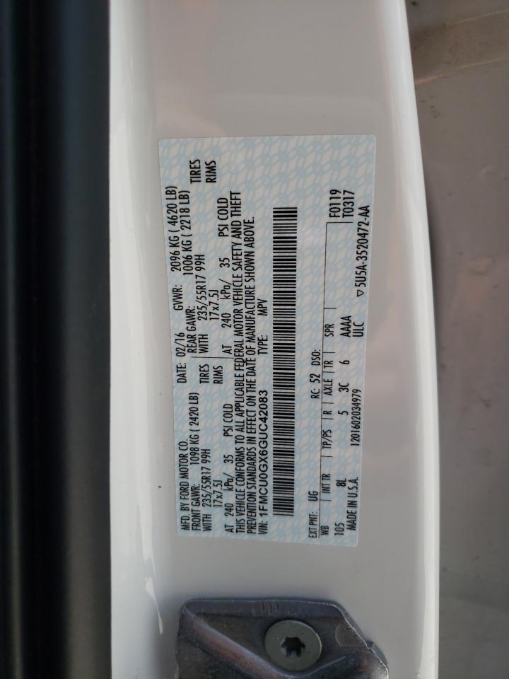 2016 Ford Escape Se VIN: 1FMCU0GX6GUC42083 Lot: 63397044