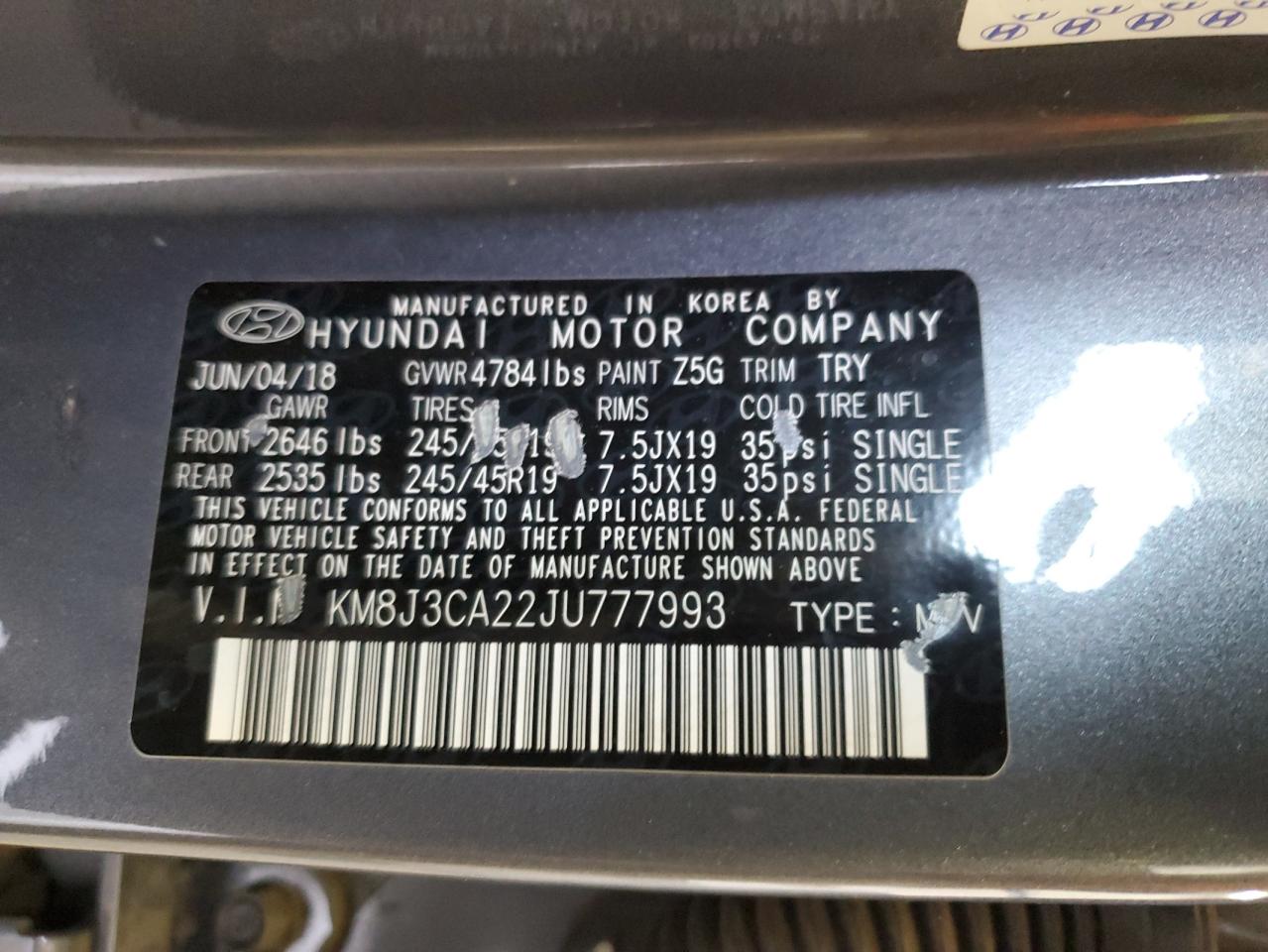 2018 Hyundai Tucson Value VIN: KM8J3CA22JU777993 Lot: 63847554