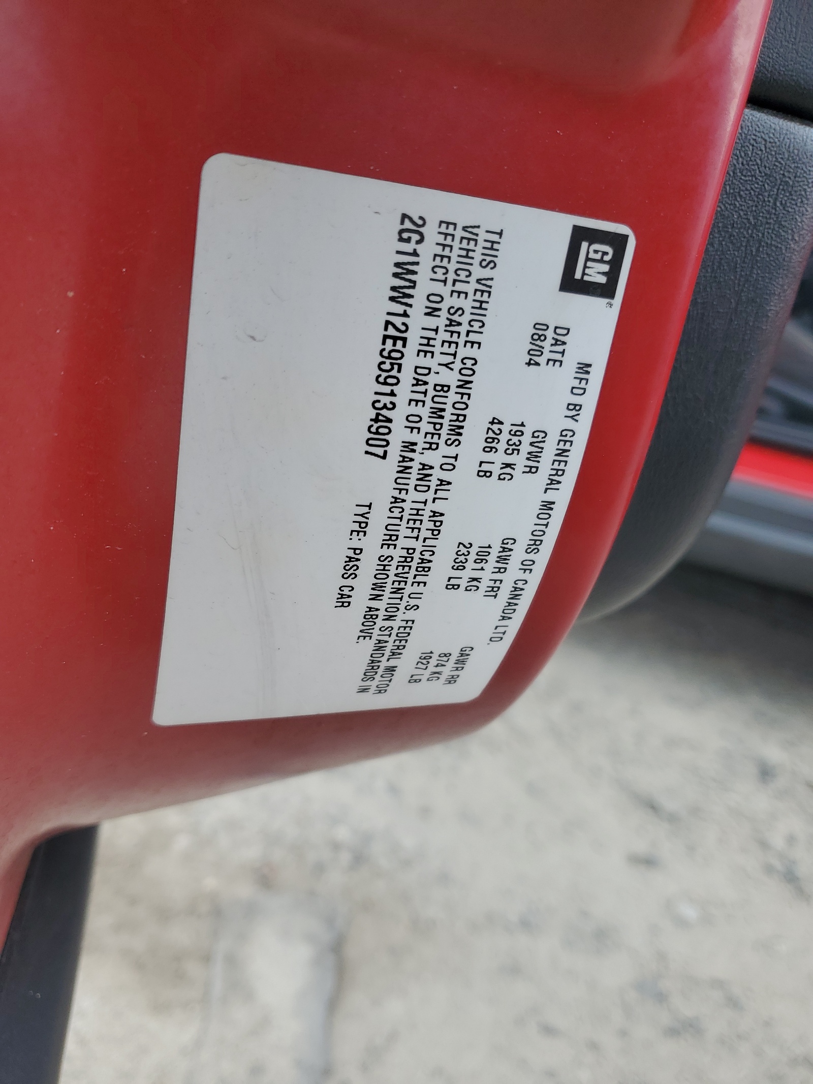 2G1WW12E959134907 2005 Chevrolet Monte Carlo Ls