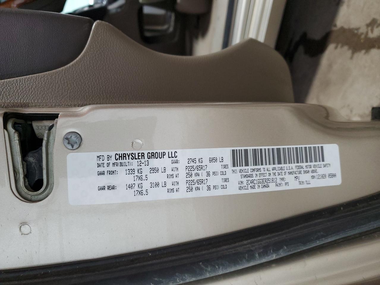 2014 Chrysler Town & Country Limited VIN: 2C4RC1GG3ER251812 Lot: 61462694