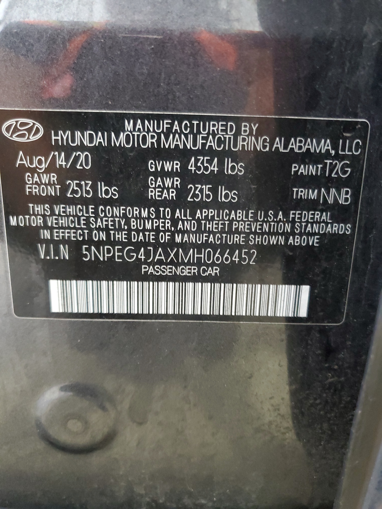 5NPEG4JAXMH066452 2021 Hyundai Sonata Se