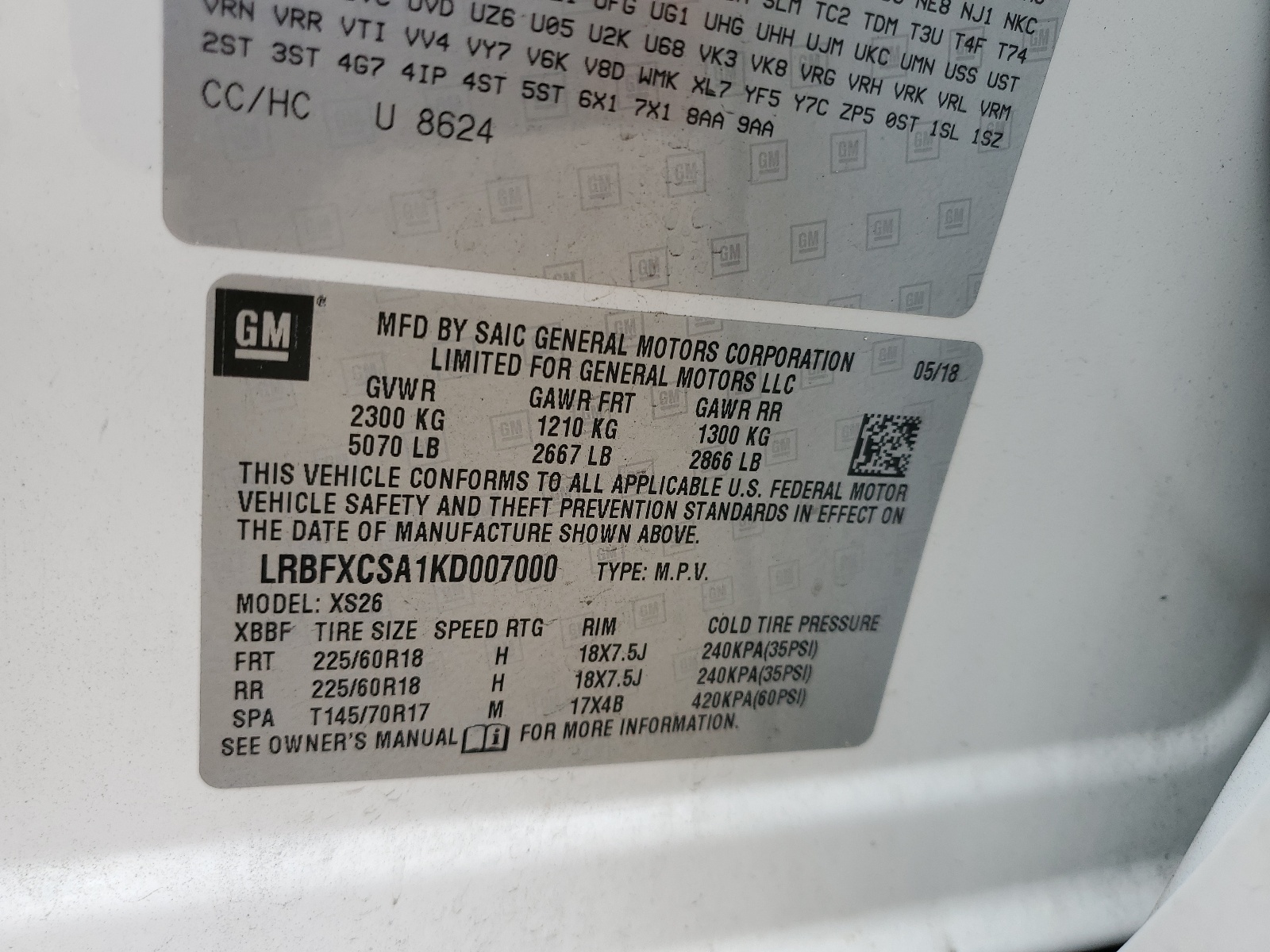 LRBFXCSA1KD007000 2019 Buick Envision Essence