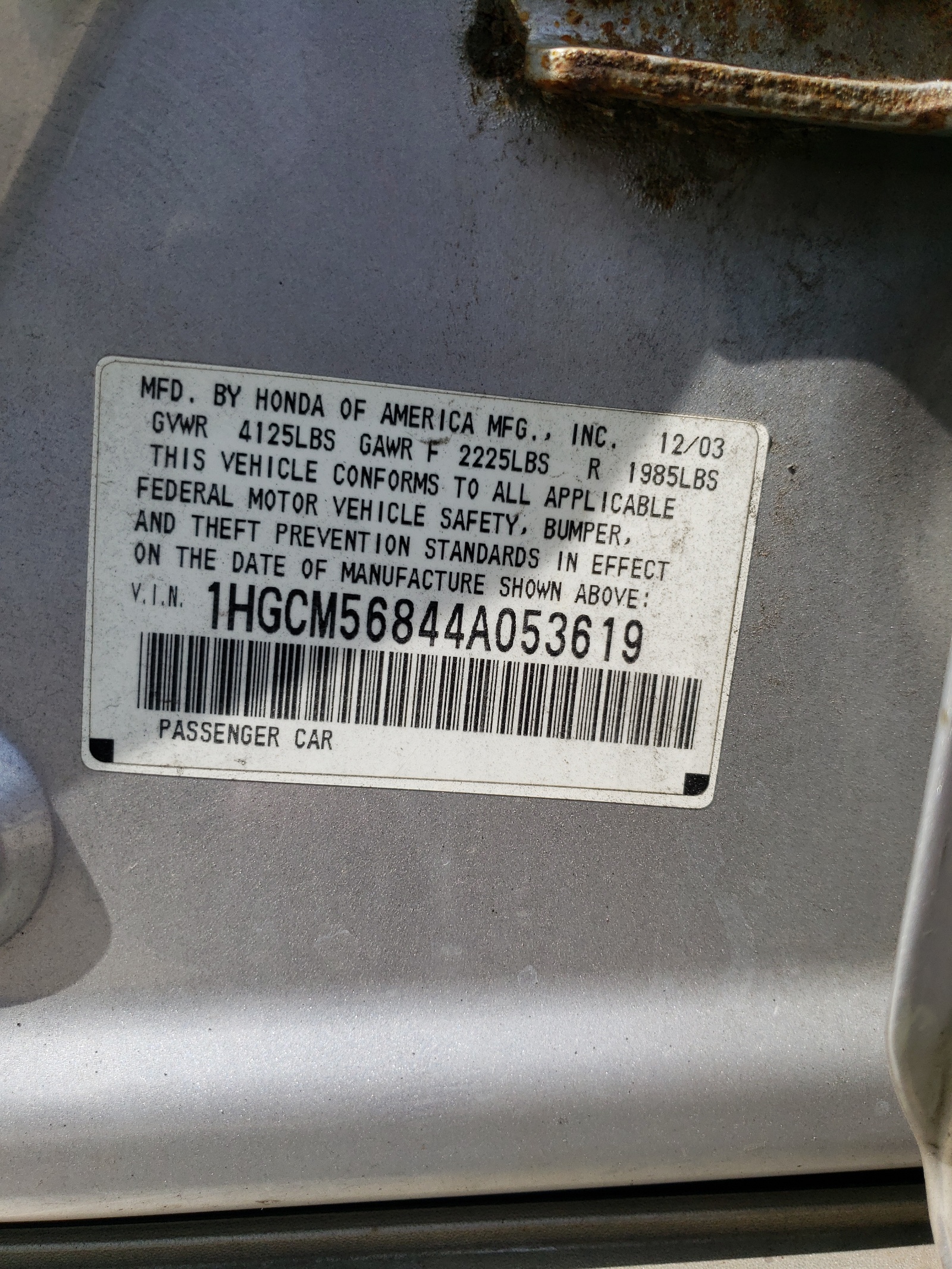 1HGCM56844A053619 2004 Honda Accord Ex