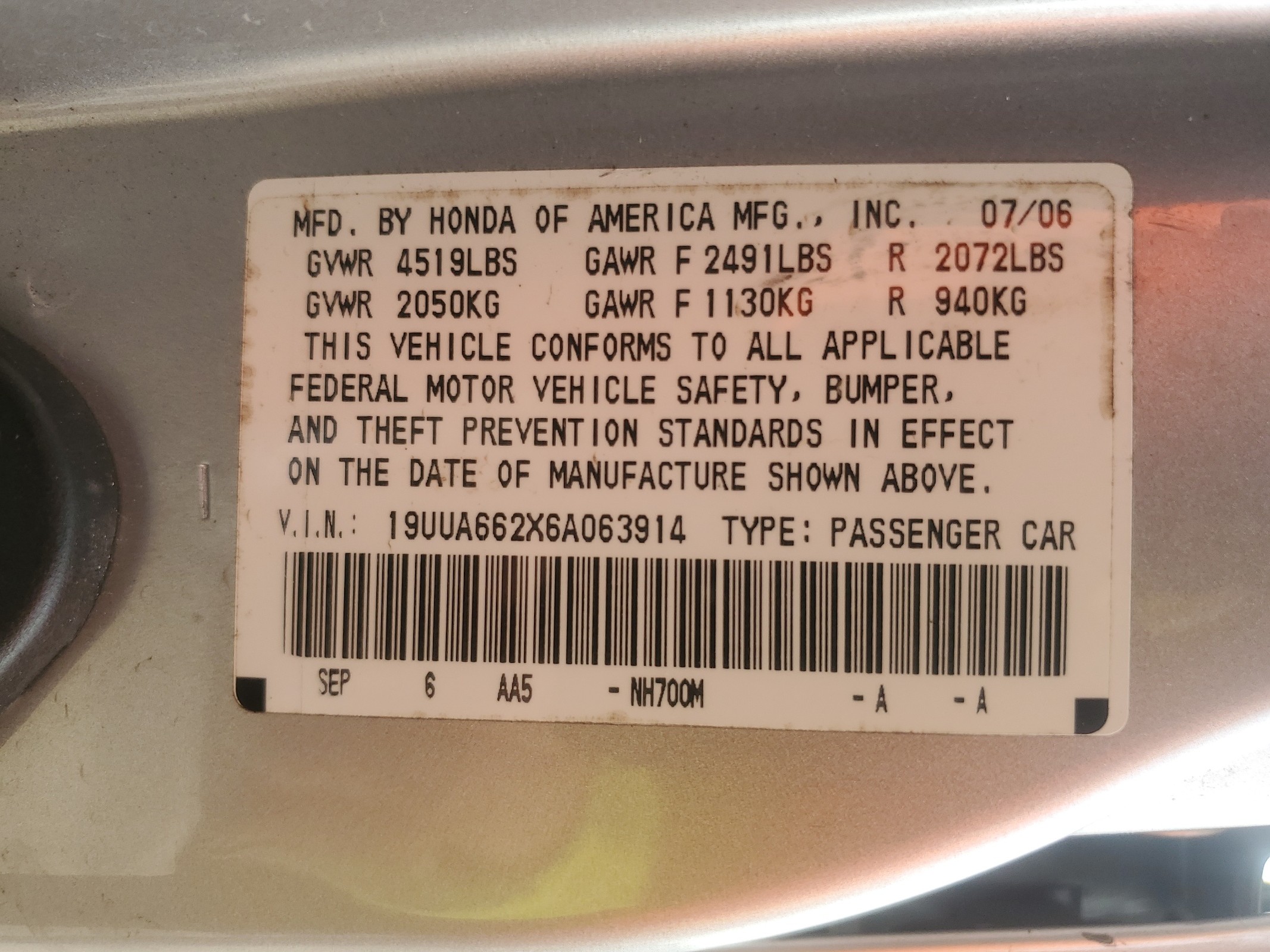 19UUA662X6A063914 2006 Acura 3.2Tl