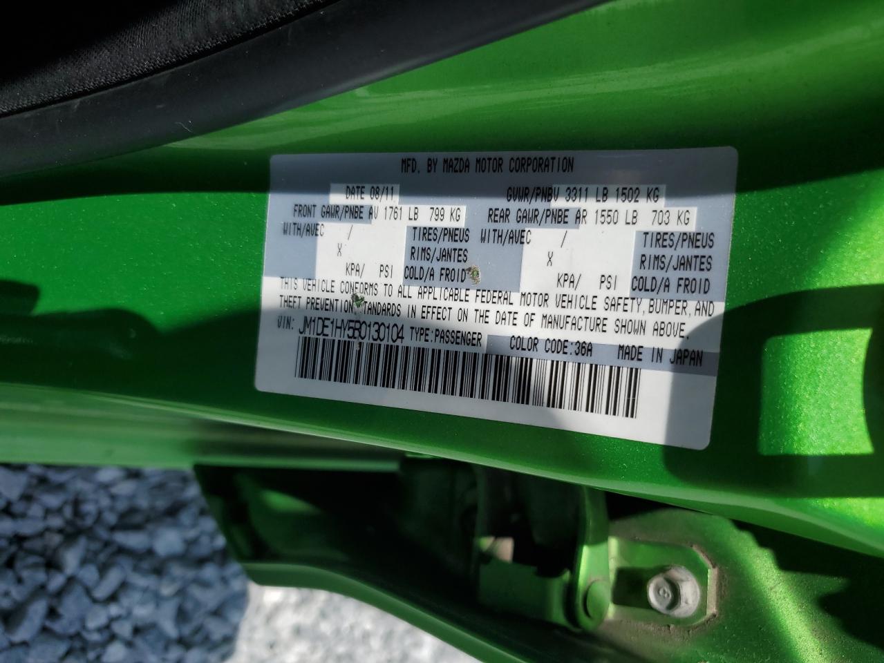 2011 Mazda Mazda2 VIN: JM1DE1HY5B0130104 Lot: 62107274