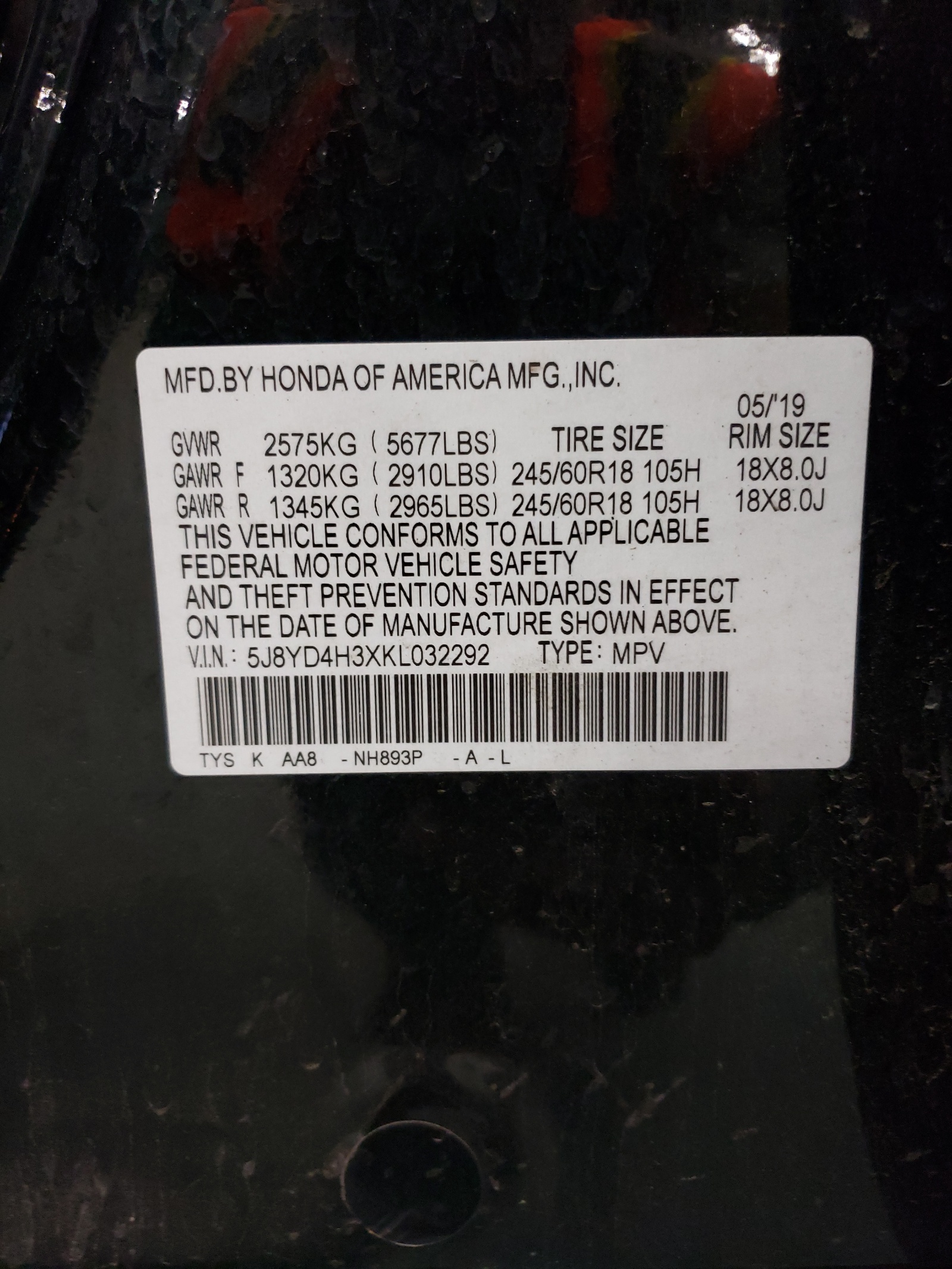 2019 Acura Mdx vin: 5J8YD4H3XKL032292