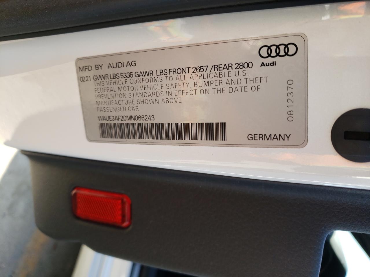 2021 Audi A6 Premium Plus VIN: WAUE3AF20MN066243 Lot: 65396644