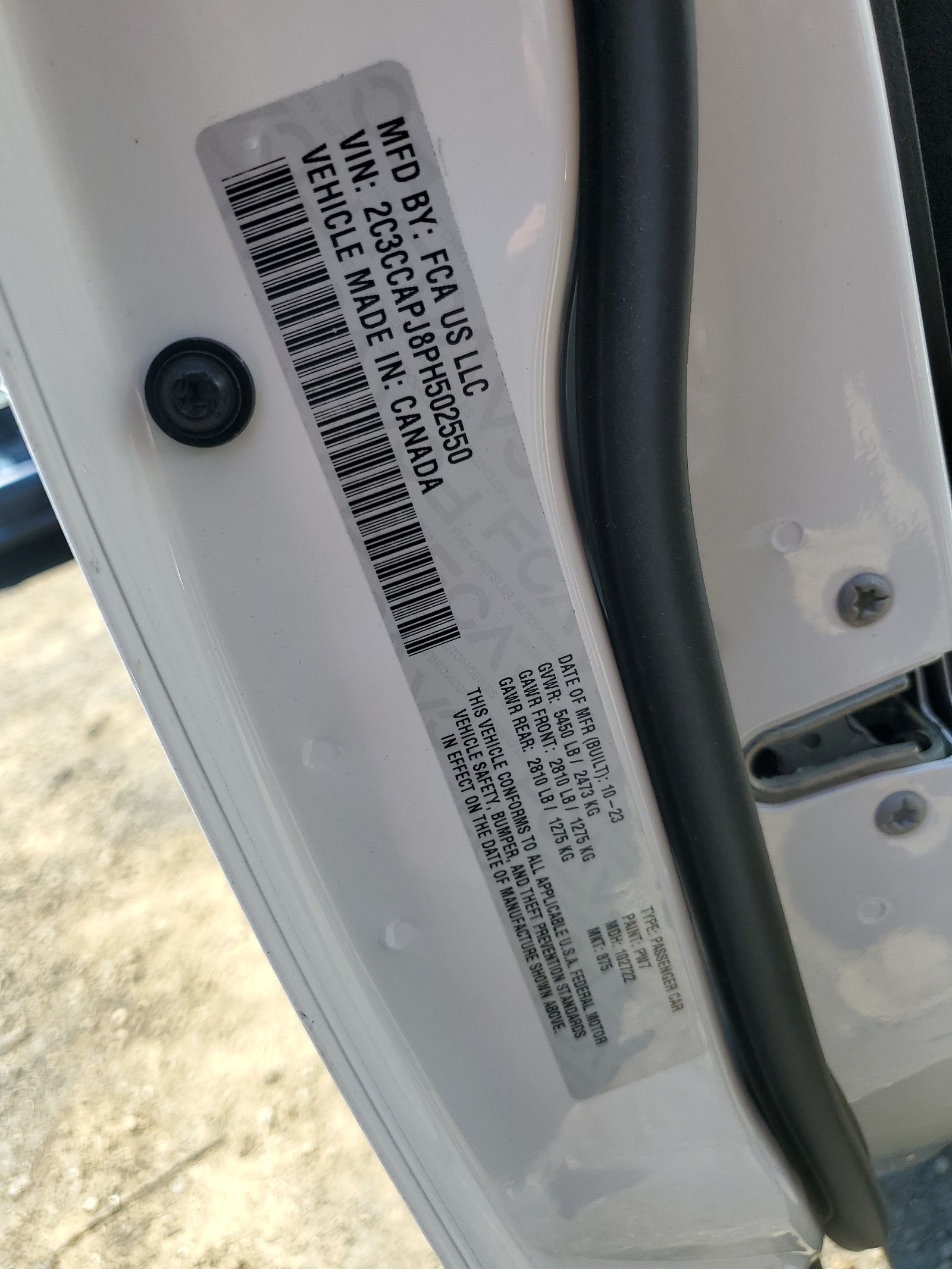 2C3CCAPJ8PH502550 2023 Chrysler 300C