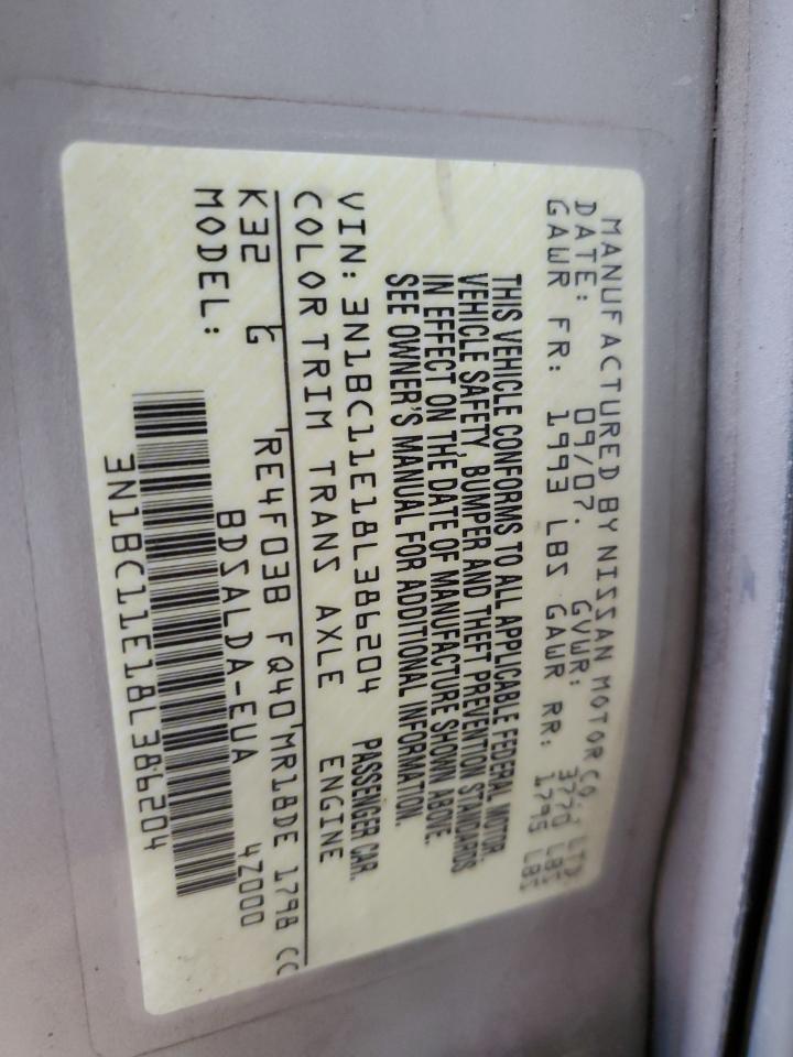 2008 Nissan Versa S VIN: 3N1BC11E18L386204 Lot: 62080404