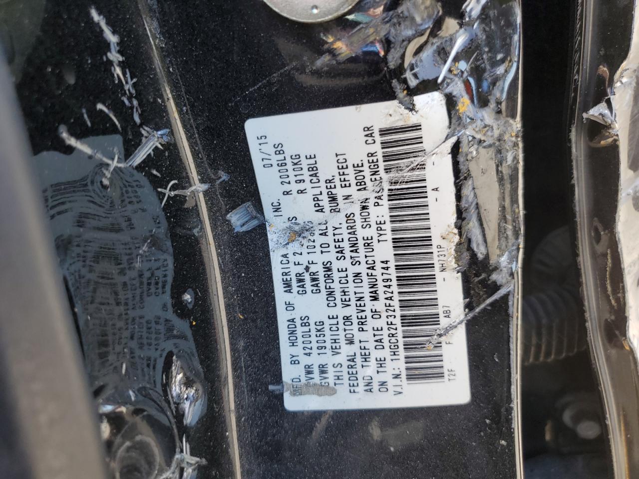 1HGCR2F32FA249744 2015 Honda Accord Lx 1HGCR2F32FA249744 2015 Honda Accord Lx