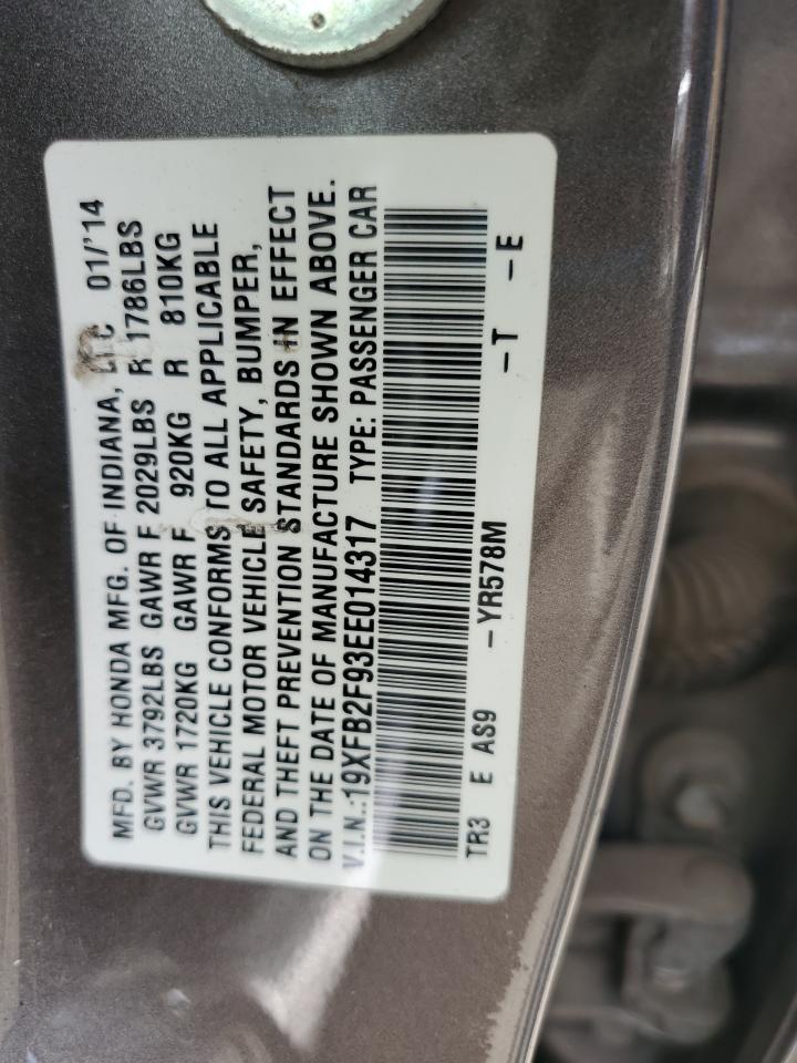 19XFB2F93EE014317 2014 Honda Civic Exl