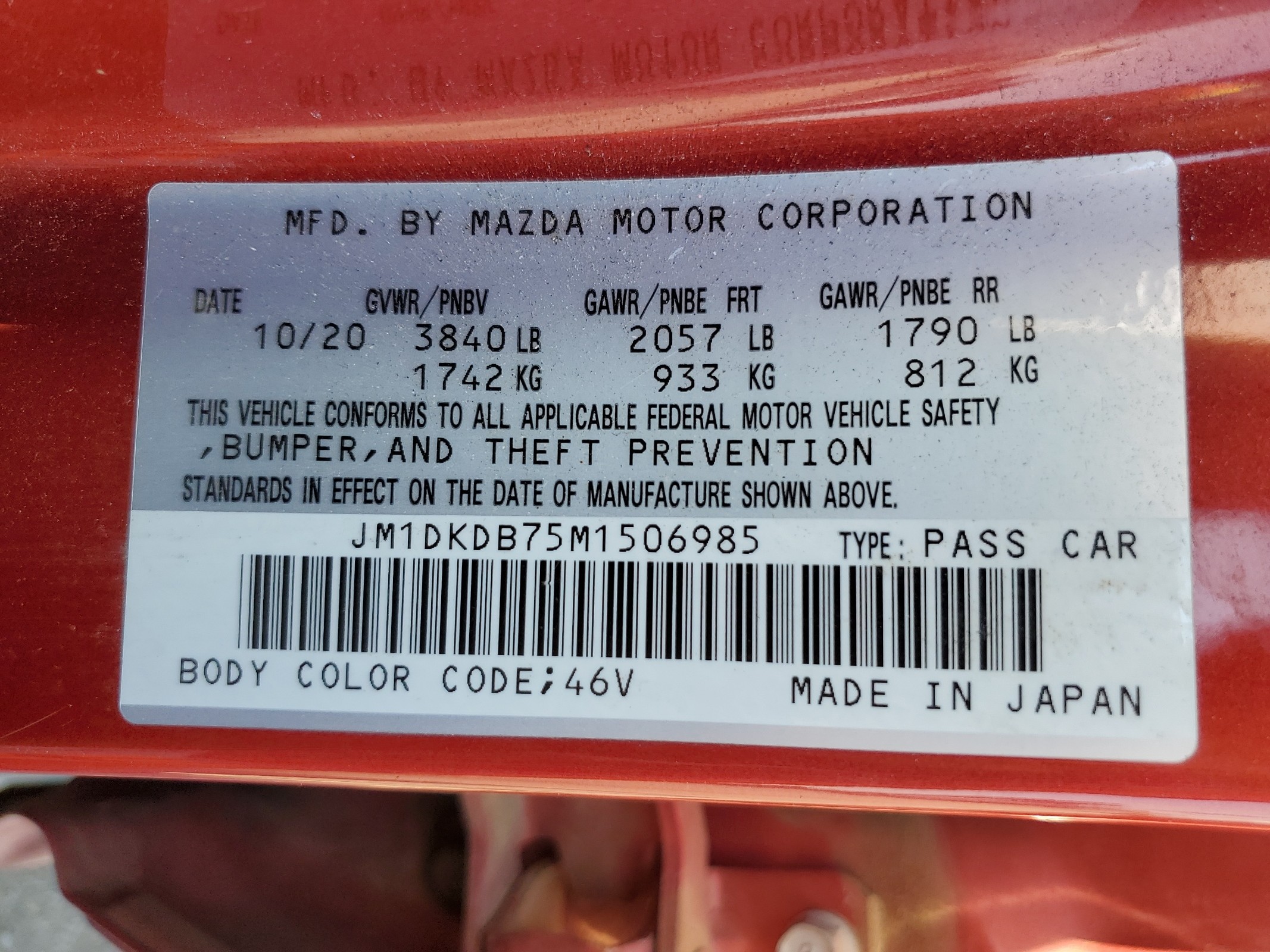 JM1DKDB75M1506985 2021 Mazda Cx-3 Sport