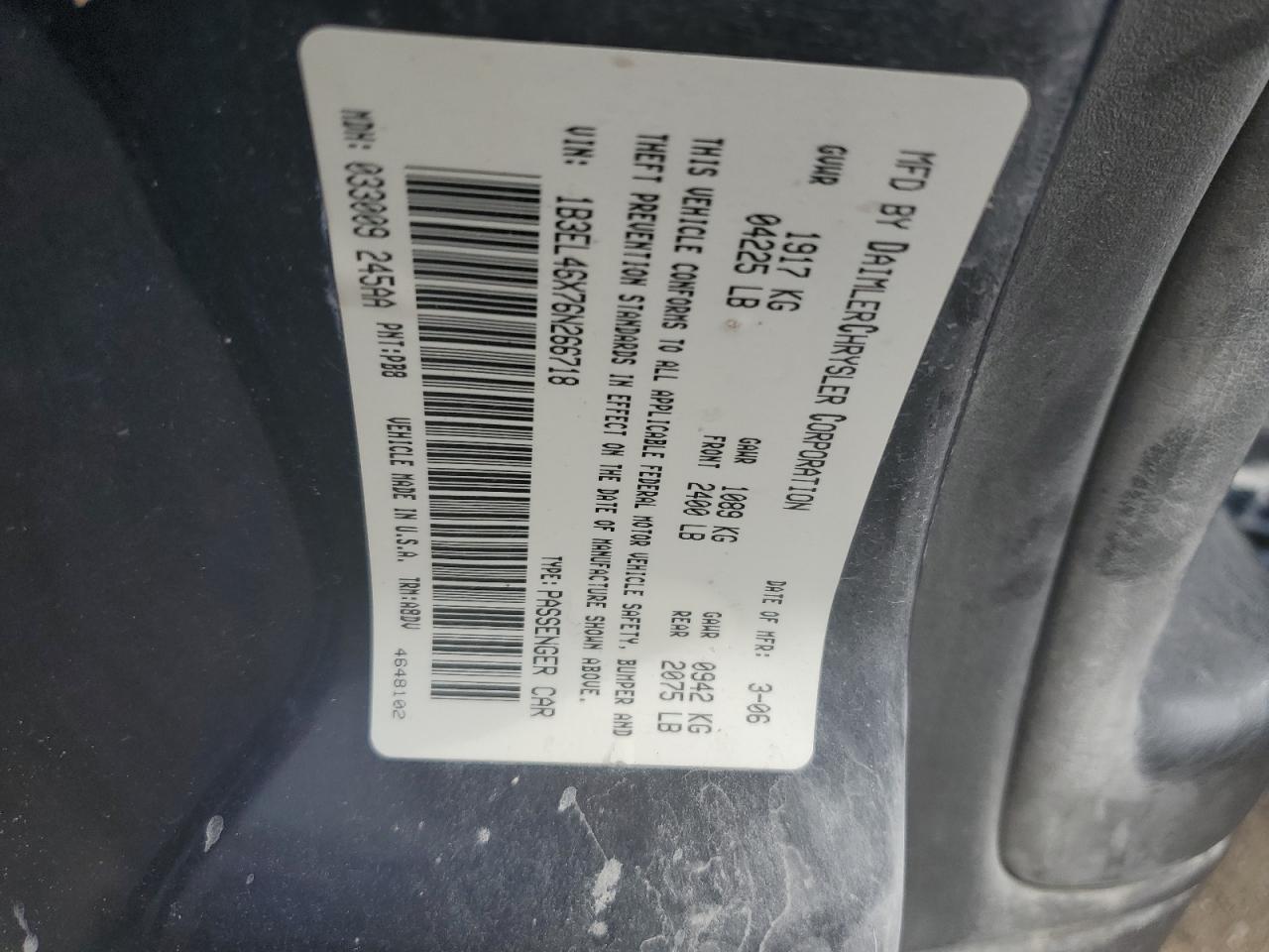 1B3EL46X76N266718 2006 Dodge Stratus Sxt