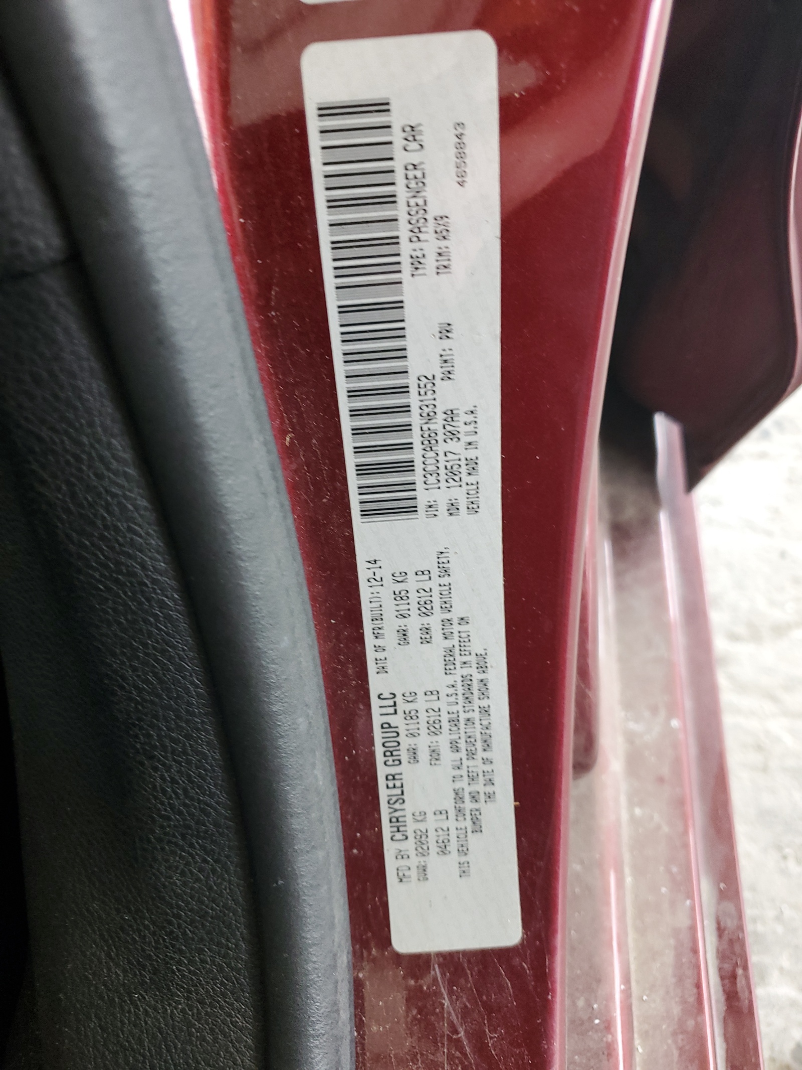 1C3CCCAB6FN631552 2015 Chrysler 200 Limited