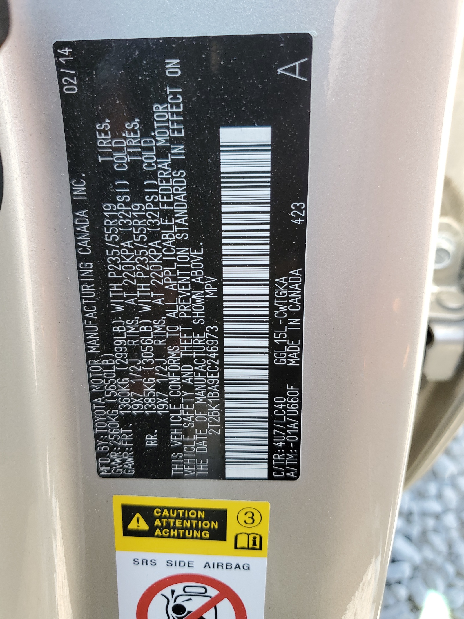 2T2BK1BA9EC246973 2014 Lexus Rx 350 Base