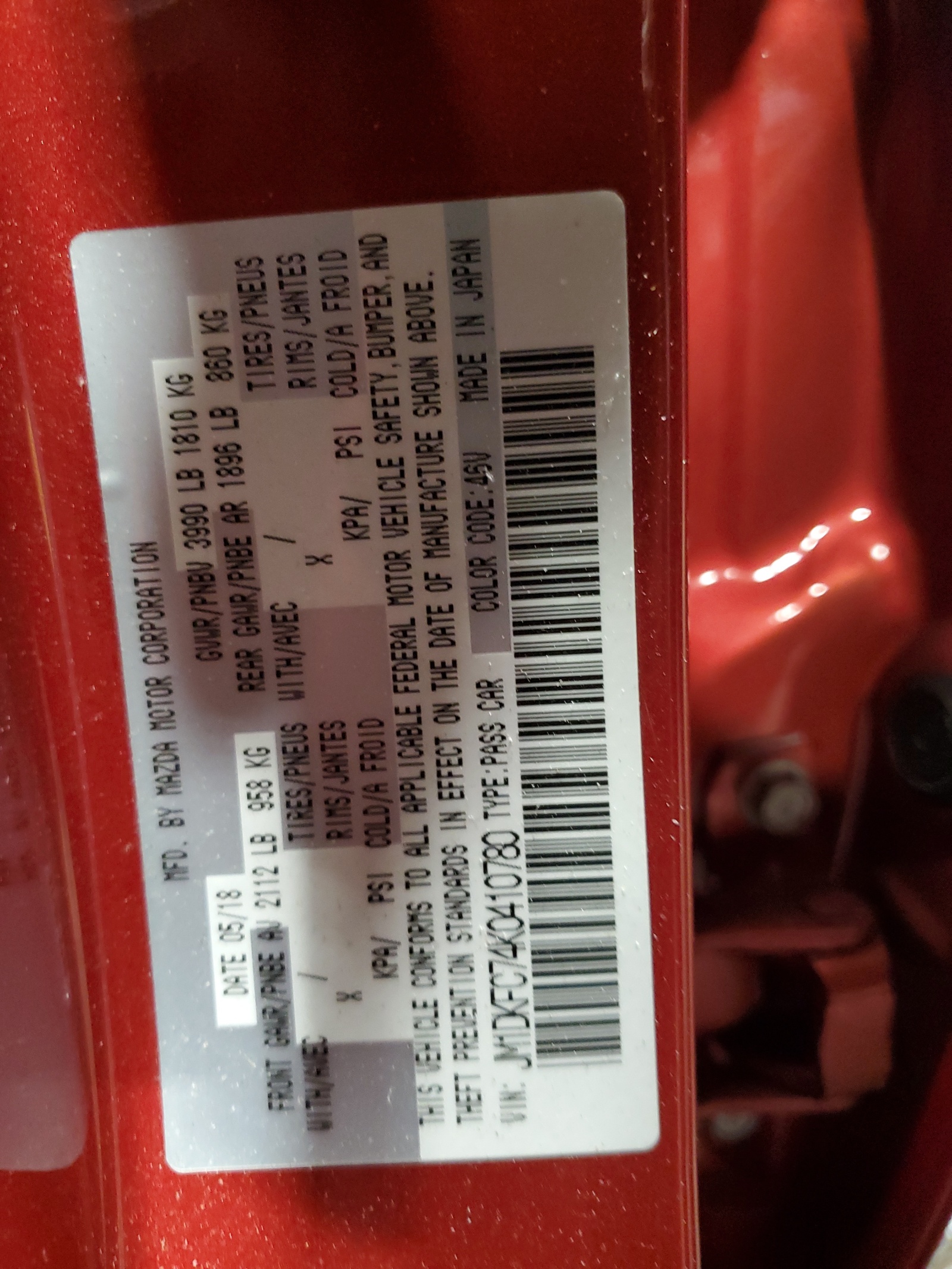 JM1DKFC74K0410780 2019 Mazda Cx-3 Touring