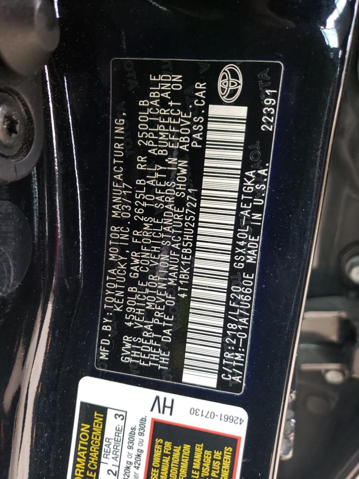 2017 Toyota Avalon Xle VIN: 4T1BK1EB5HU257271 Lot: 64198634