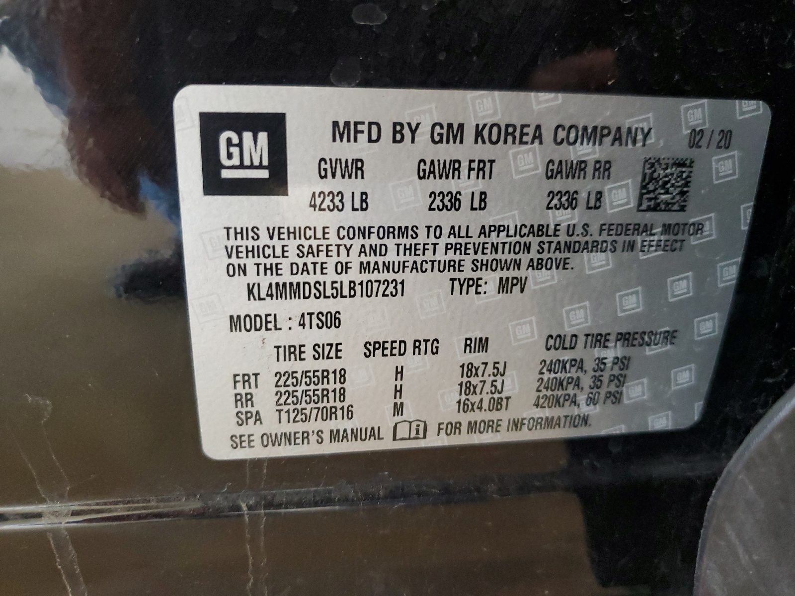KL4MMDSL5LB107231 2020 Buick Encore Gx Select