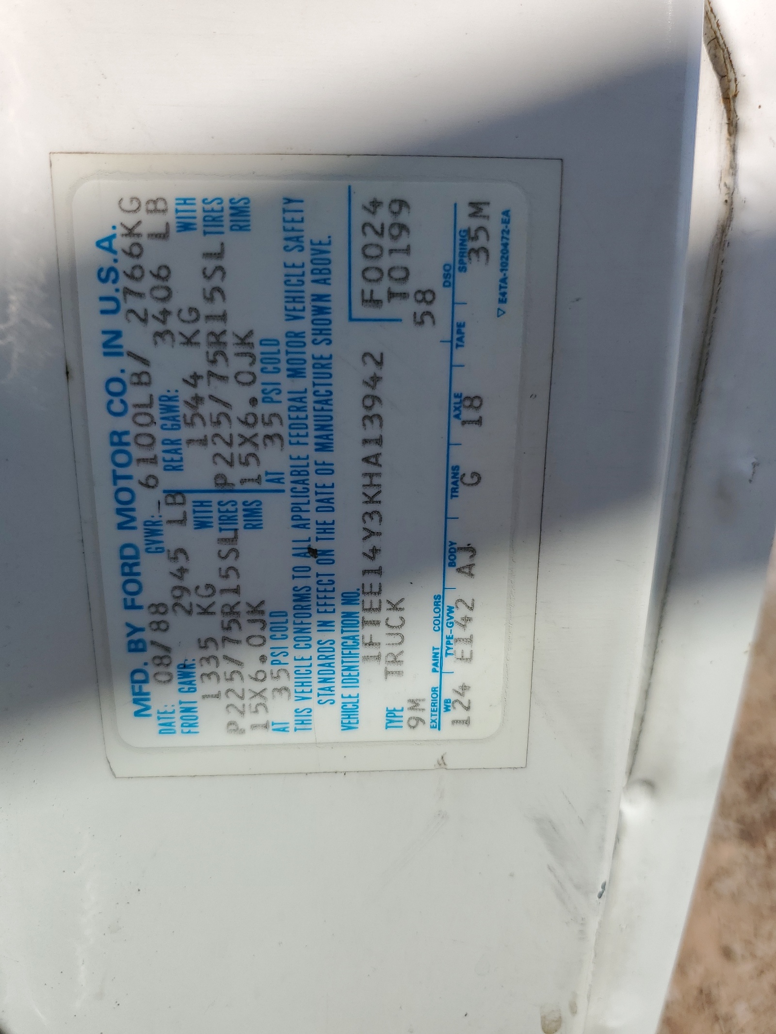 1FTEE14Y3KHA13942 1989 Ford Econoline E150 Van