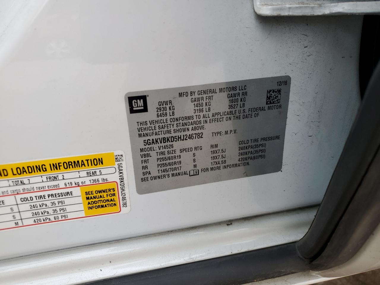 2017 Buick Enclave VIN: 5GAKVBKD5HJ246782 Lot: 64472974