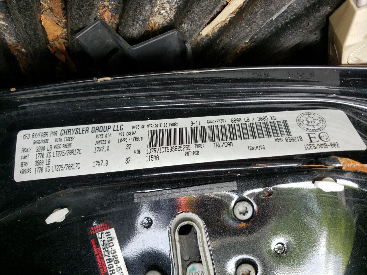 2011 Dodge Ram 1500 VIN: 1D7RV1CT9BS625255 Lot: 61307434