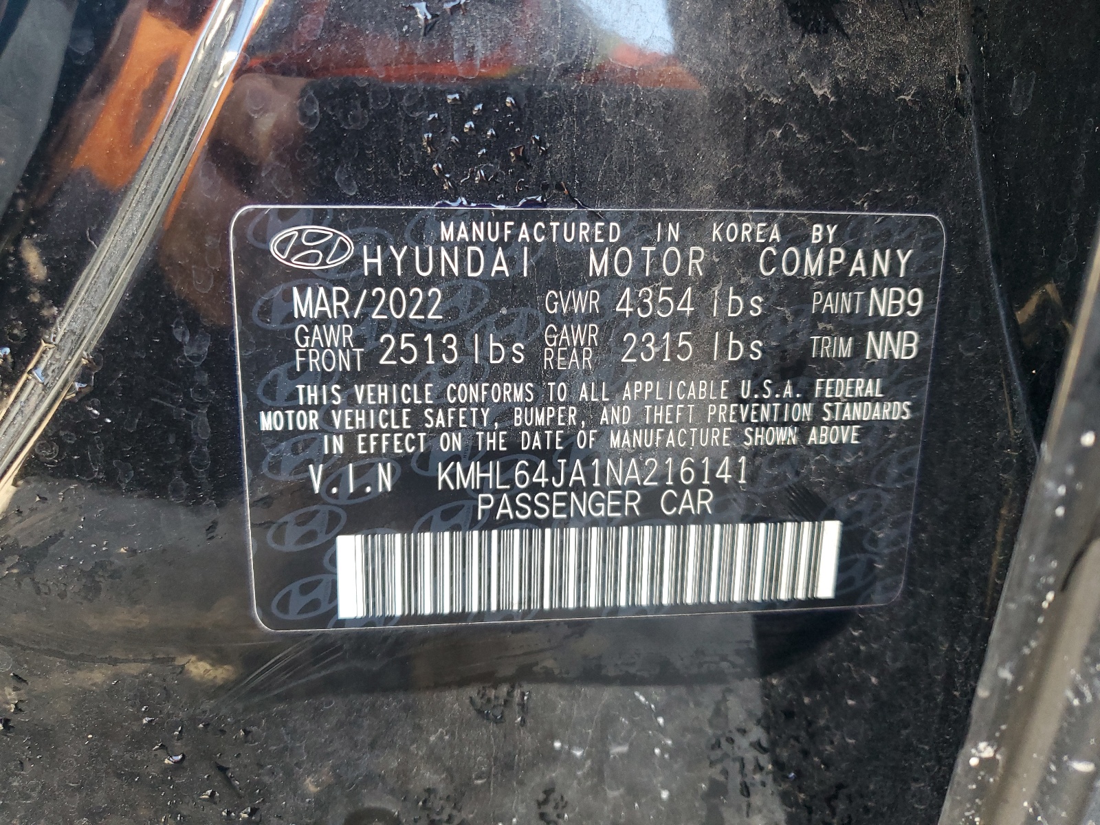 KMHL64JA1NA216141 2022 Hyundai Sonata Sel