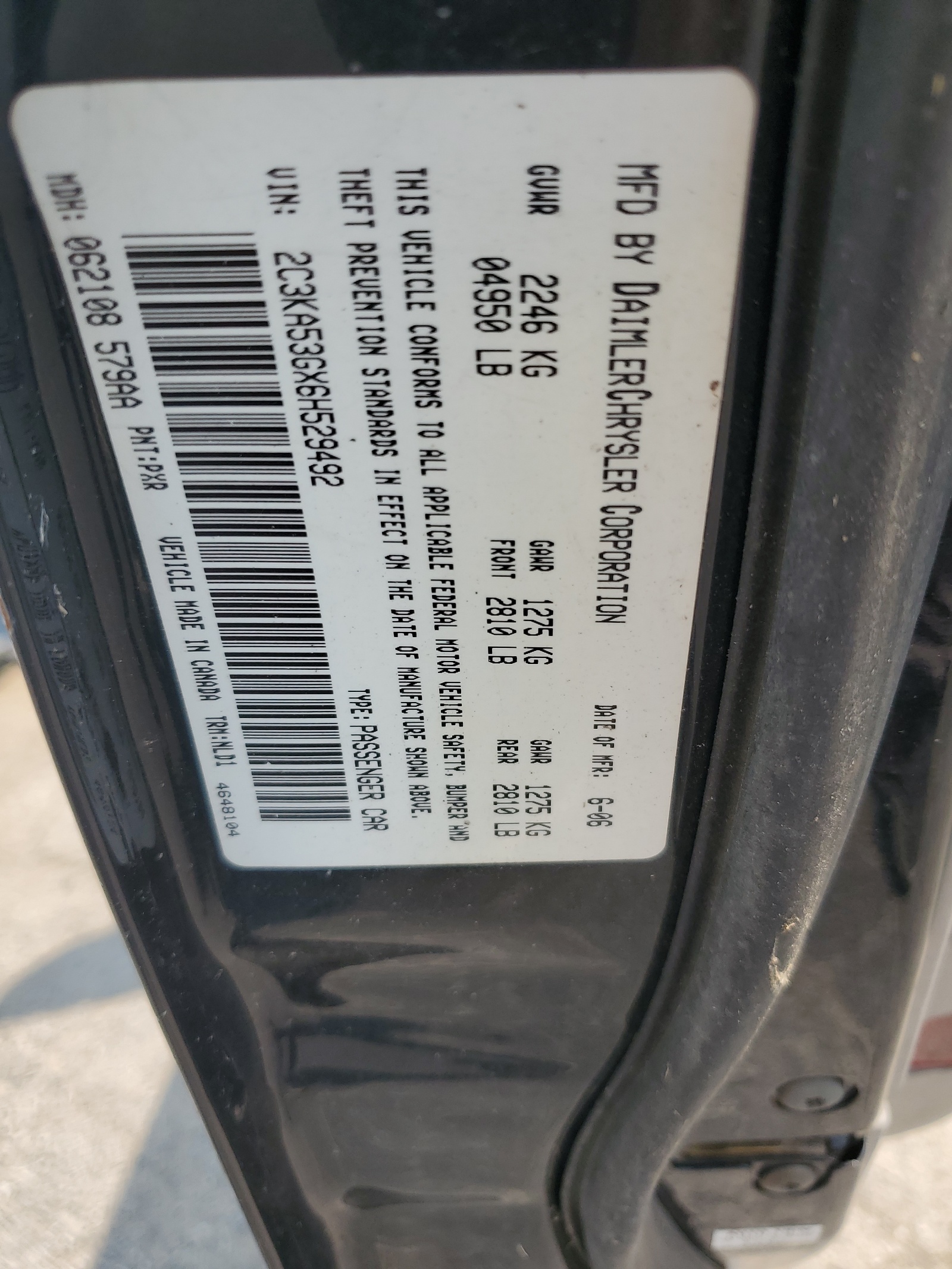 2C3KA53GX6H529492 2006 Chrysler 300 Touring