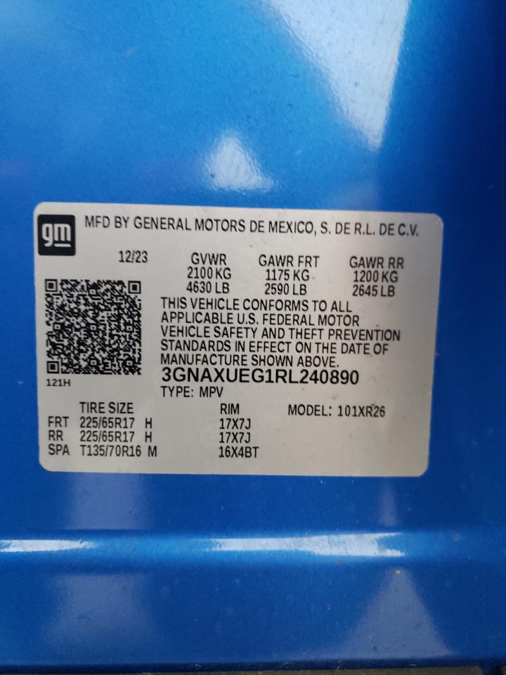2024 Chevrolet Equinox Lt VIN: 3GNAXUEG1RL240890 Lot: 63213224