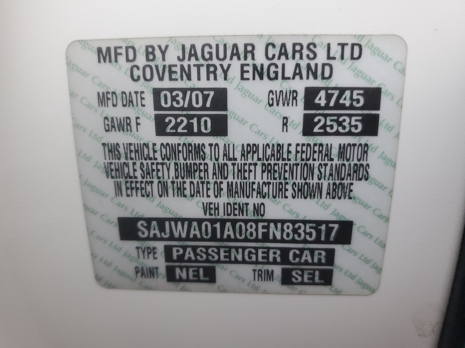 SAJWA01A08FN83517 2008 Jaguar S-Type