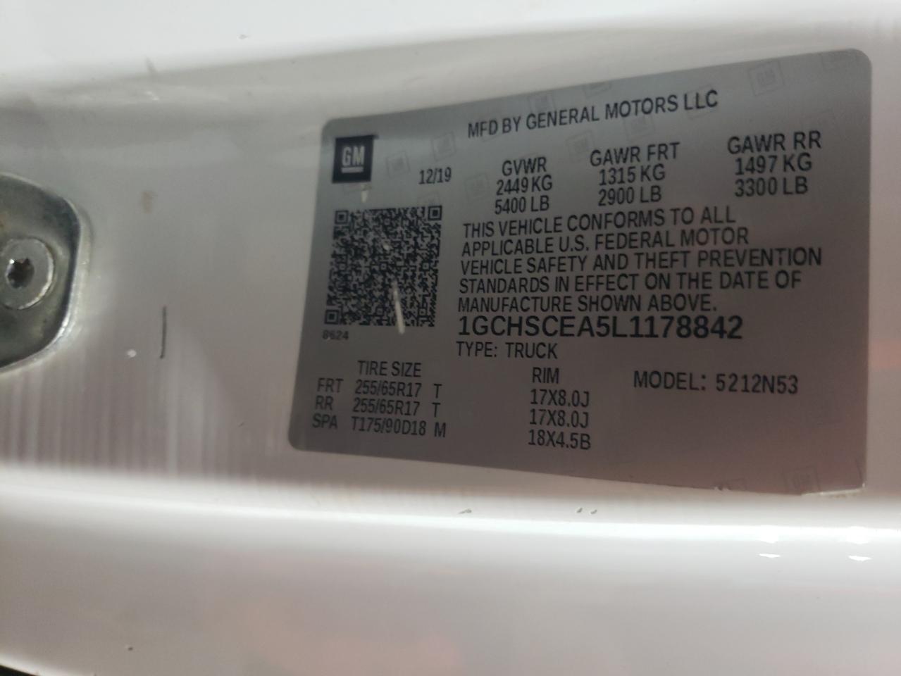 2020 Chevrolet Colorado Lt VIN: 1GCHSCEA5L1178842 Lot: 65237274