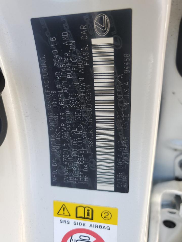 2018 Lexus Es 350 VIN: 58ABK1GG5JU099344 Lot: 65586874