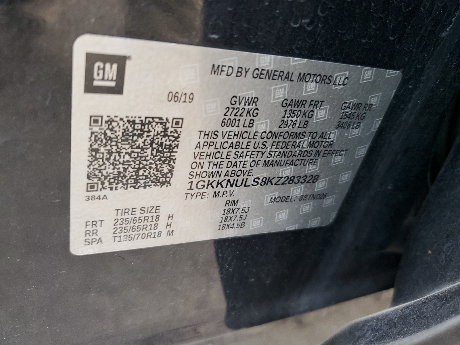 1GKKNULS8KZ283328 2019 GMC Acadia Slt-1